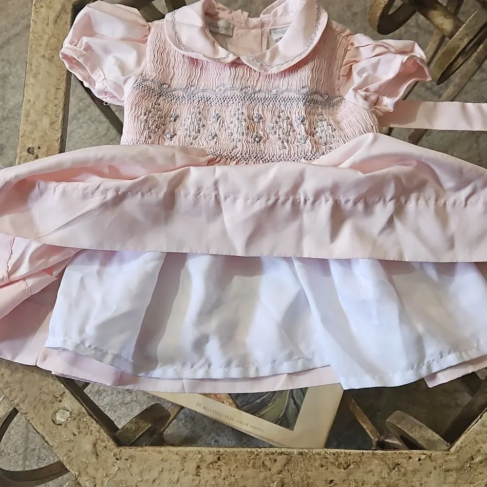 Carriage Boutique Pink Smocked & Embroidered Baby Dress | Size 3 Months